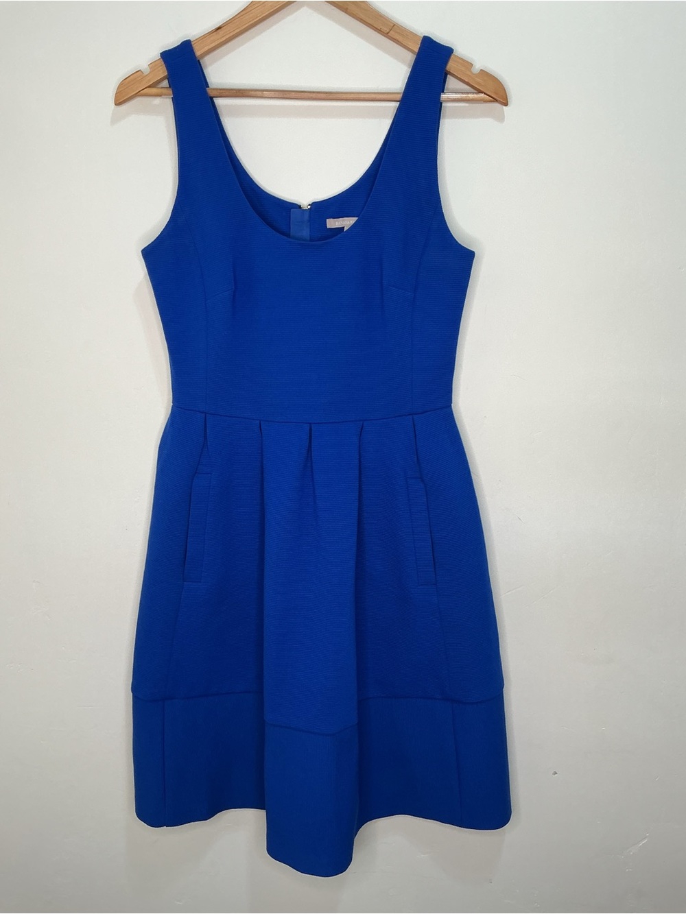 Banana Republic Royal Blue Pleated  Fit & Flare Dress With Pockets 8